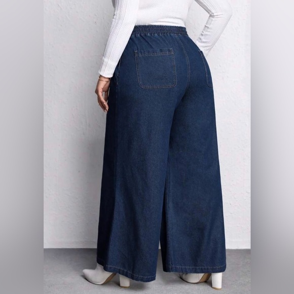 NWOT LUNE Plus Drawstring Waist Wide Leg Jeans size OXL/12 Color Blue - Picture 6 of 7